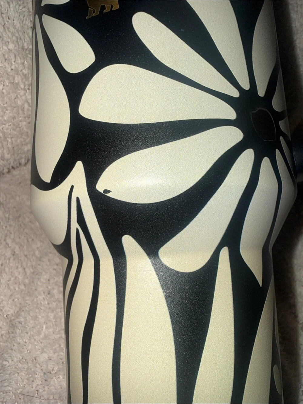 Stanley Black & Cream Floral Travel Mug with Gold Accent - Picture 6 of 8